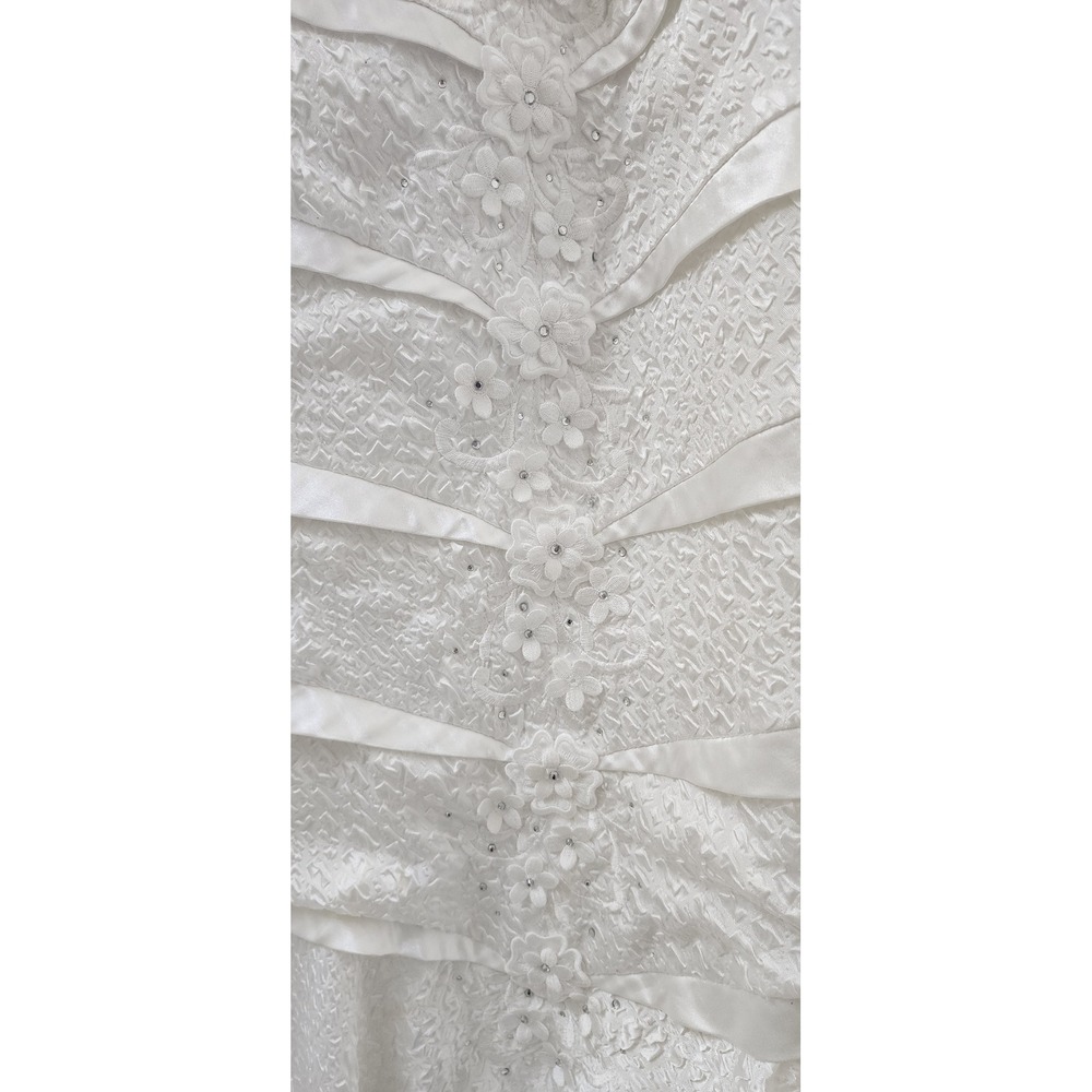 Nina Nischelle White Textured Matelasse Dress and Blazer Set Floral Applique 20 - Picture 3 of 12
